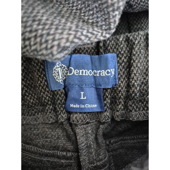 New Democracy Trouser Pant Brown Multi Size Large Elastic Waist Ab Leisure - Picture 3 of 11